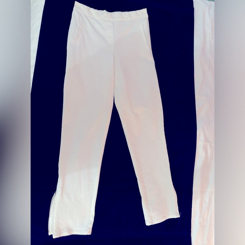 NWOT Isaac Mizrahi white ankle zipper pants - 8 tall